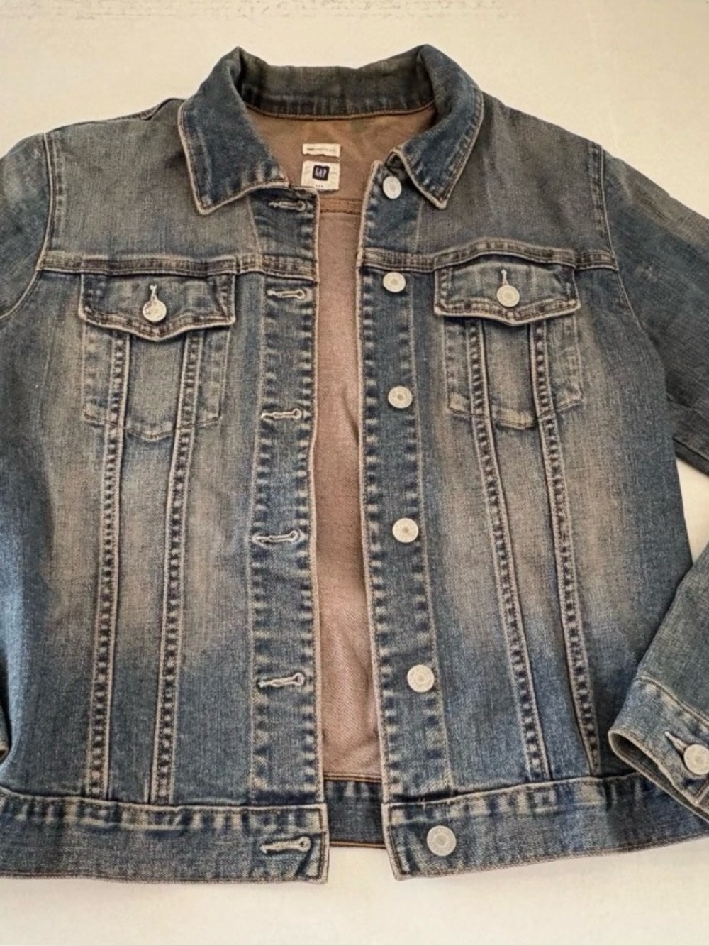 GAP Vintage Womens Blue Denim Stretch Trucker Jean Jacket- Size Medium